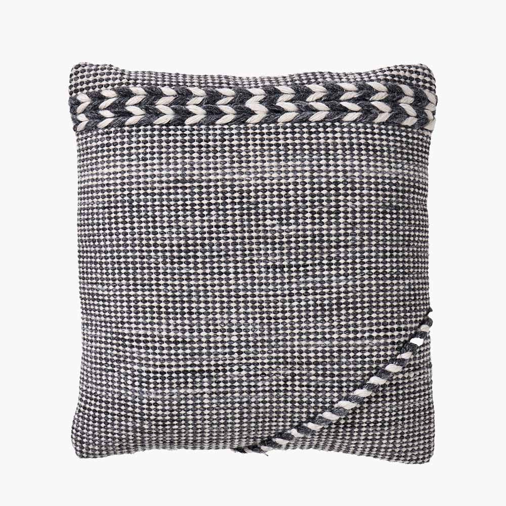 Pacific Lifestyle Indoor Outdoor Grey and White Plaited Stripe Design Scatter Cushion