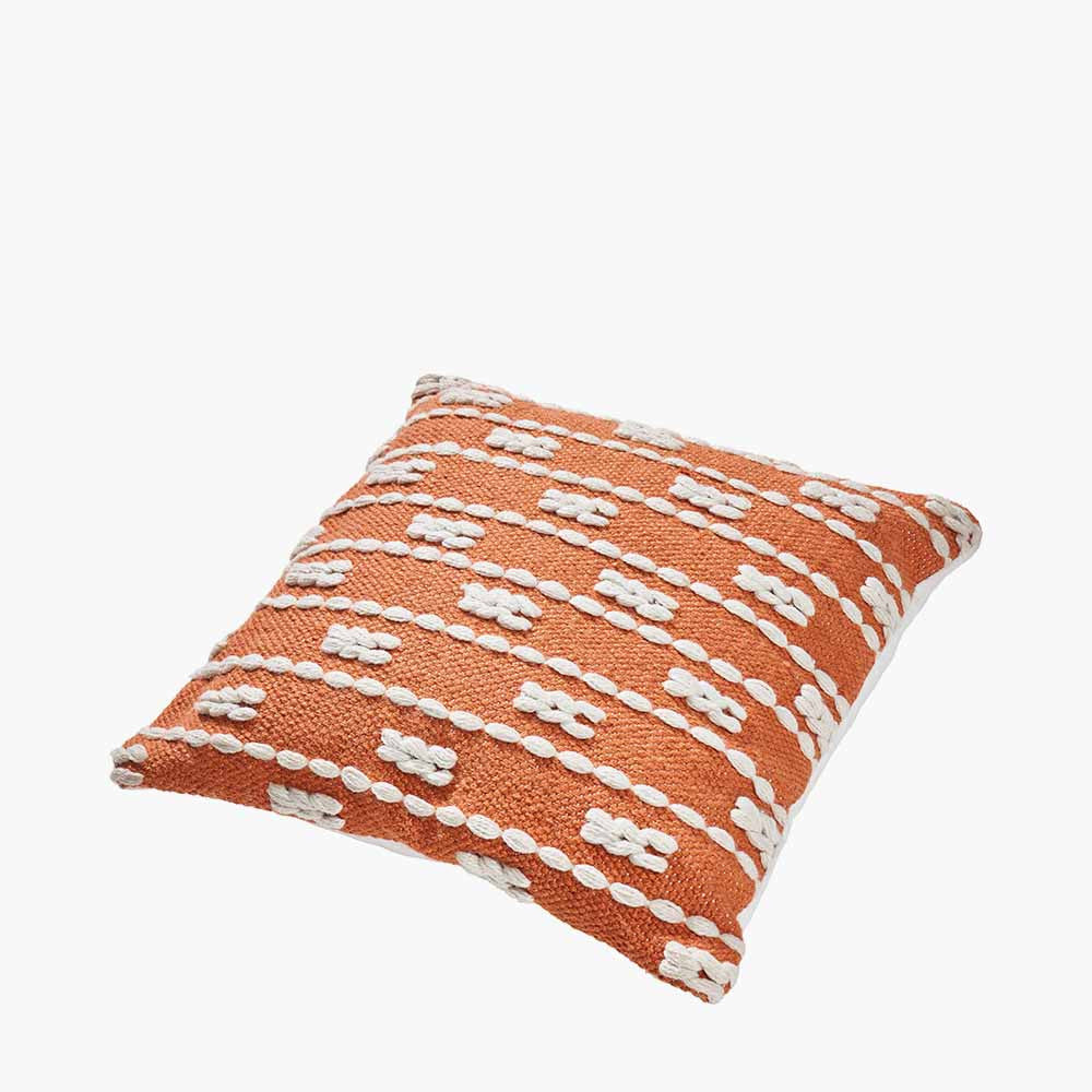 Pacific Lifestyle Indoor Outdoor Terracotta and White Braid Design Scatter Cushion