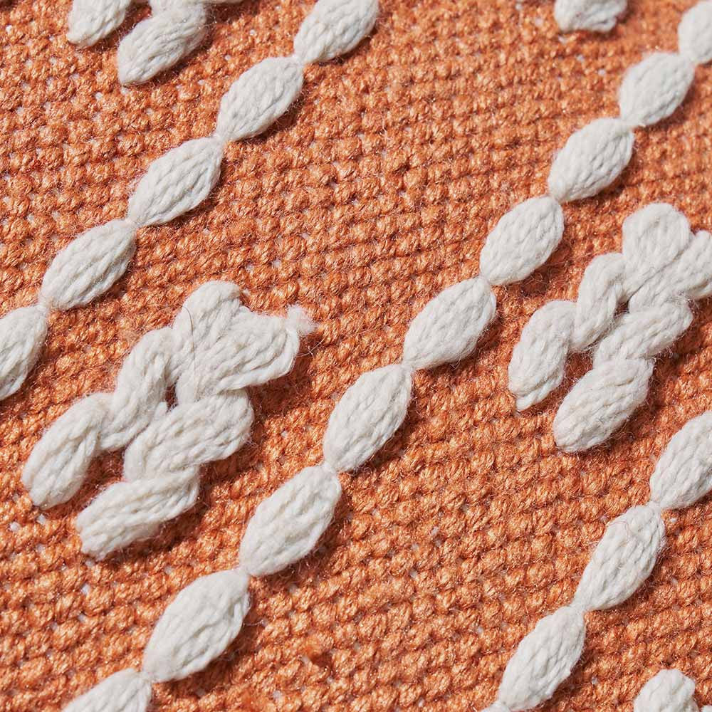 Pacific Lifestyle Indoor Outdoor Terracotta and White Braid Design Scatter Cushion
