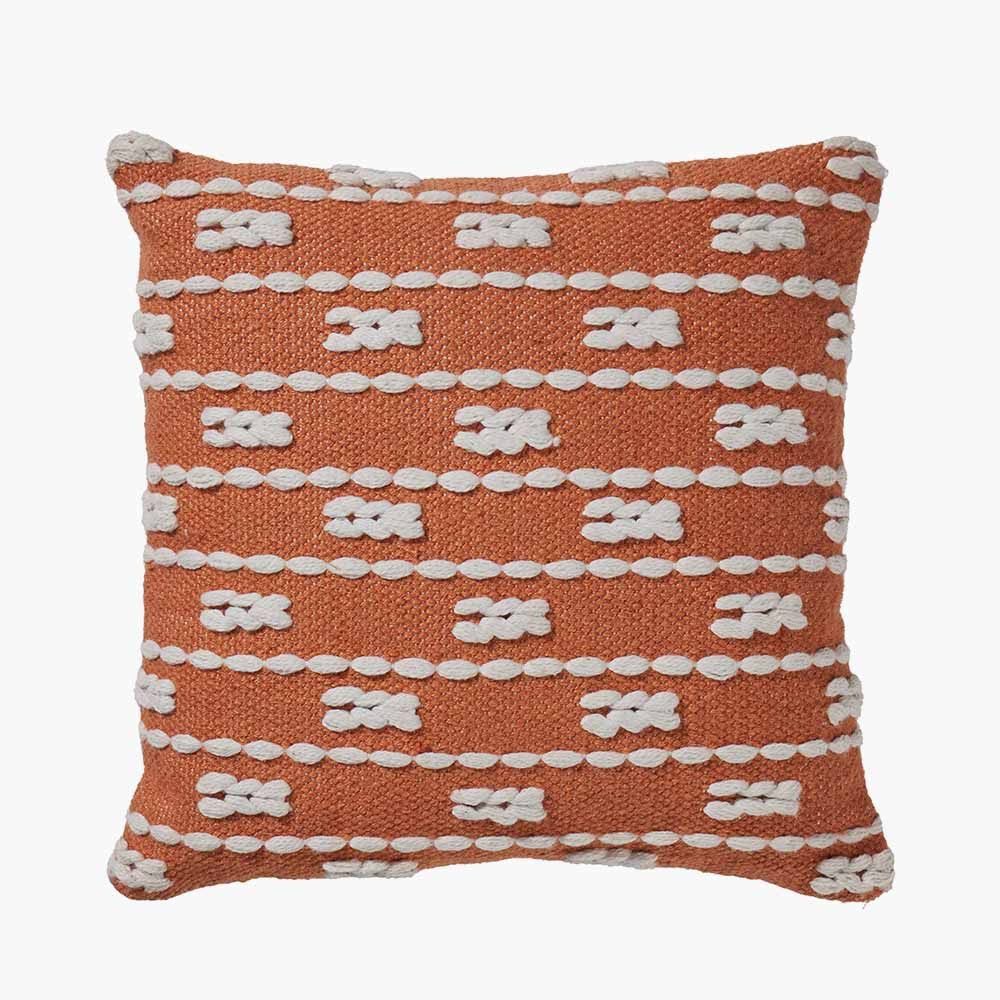 Pacific Lifestyle Indoor Outdoor Terracotta and White Braid Design Scatter Cushion
