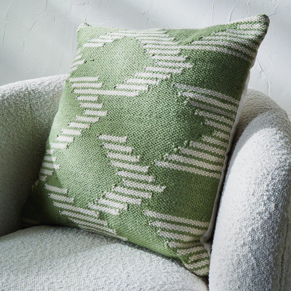 Pacific Lifestyle Indoor Outdoor Sage and White Chevron Design Scatter Cushion