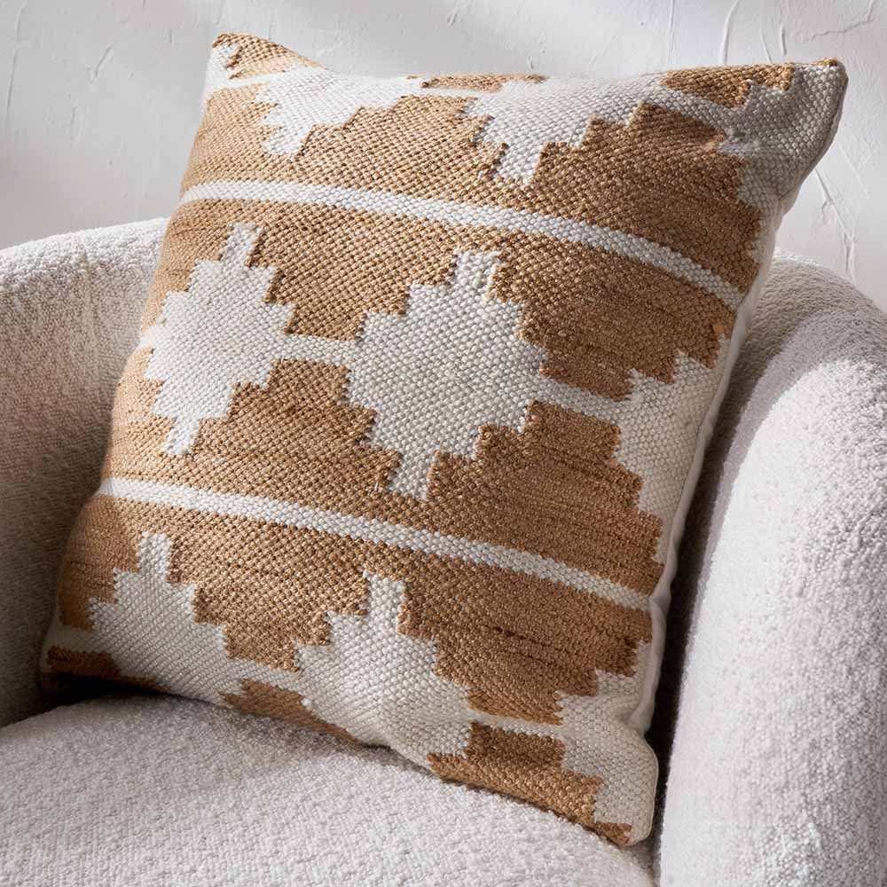 Pacific Lifestyle Indoor Outdoor Taupe and White Moroccan Design Scatter Cushion