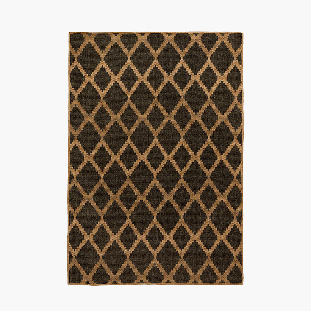 Pacific Lifestyle Indoor Outdoor Natural and Slate Grey Diamond Design Rug