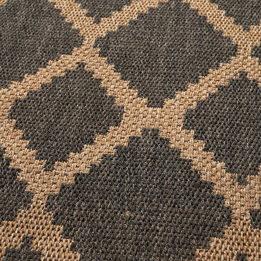 Pacific Lifestyle Indoor Outdoor Natural and Slate Grey Diamond Design Rug