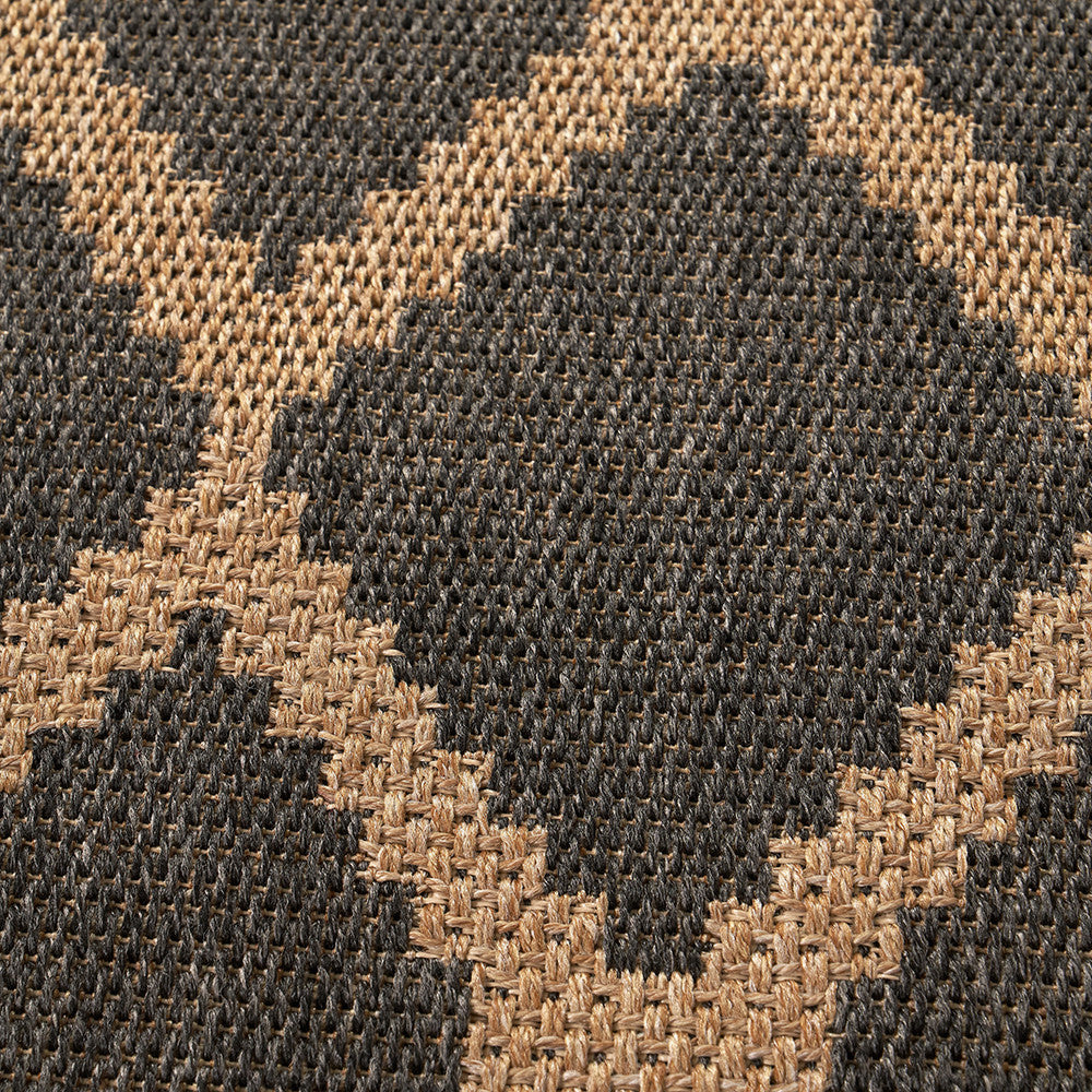 Pacific Lifestyle Indoor Outdoor Natural and Slate Grey Diamond Design Rug