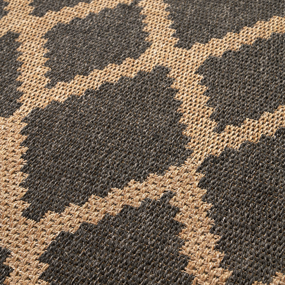 Pacific Lifestyle Indoor Outdoor Natural and Slate Grey Diamond Design Rug