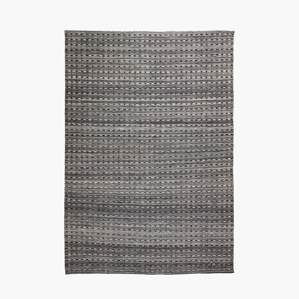 Pacific Lifestyle Indoor Outdoor Grey Double Stitch Design Rug Large