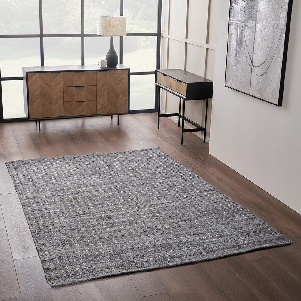 Pacific Lifestyle Indoor Outdoor Grey Double Stitch Design Rug Large