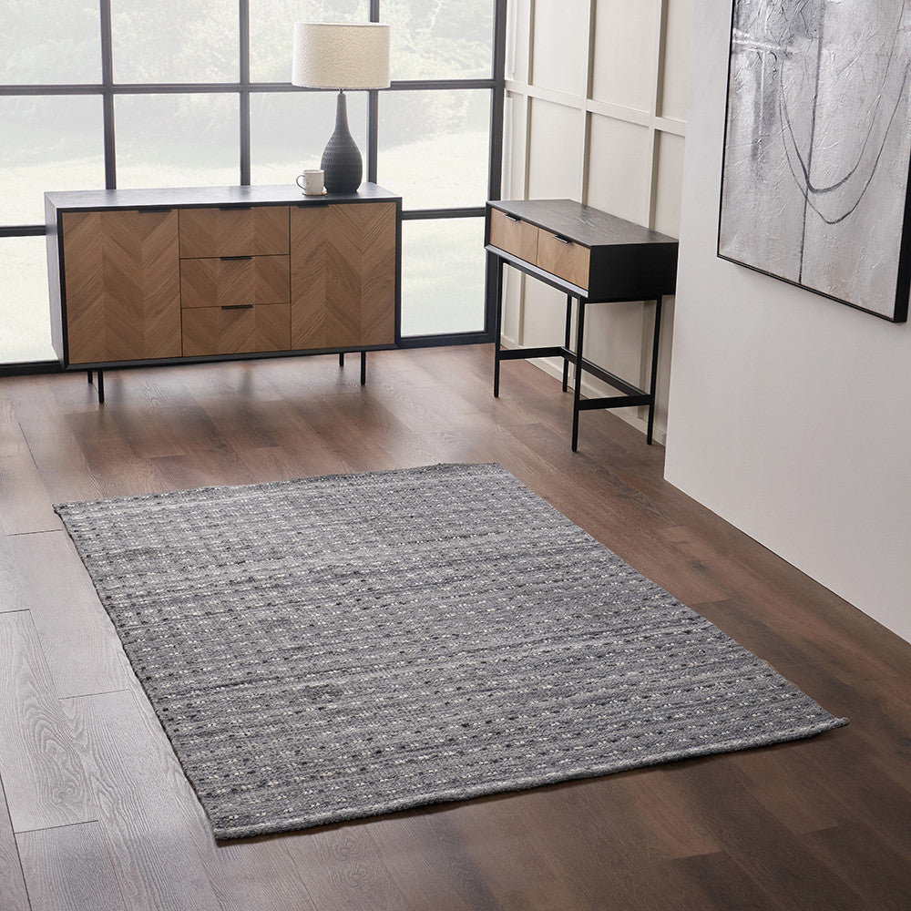 Pacific Lifestyle Indoor Outdoor Grey Double Stitch Design Rug