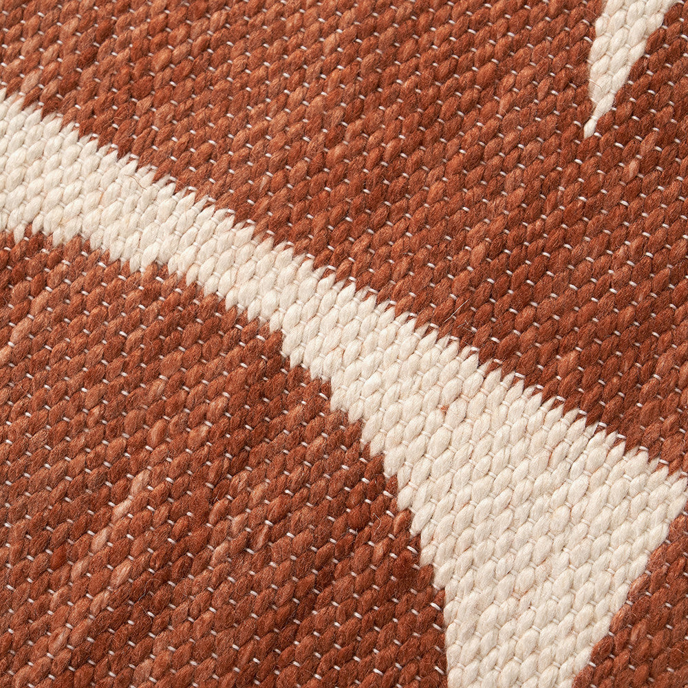 Beau&Co Indoor Outdoor Terracotta and Ivory Geometric Design Rug