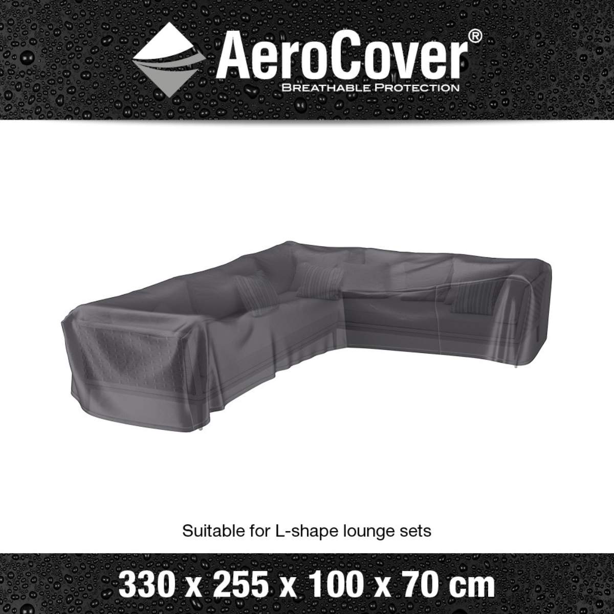 Pacific Lifestyle Outdoor Seating Set Aerocover Right Hand L-Shape 330 x 255 x 100 x 70