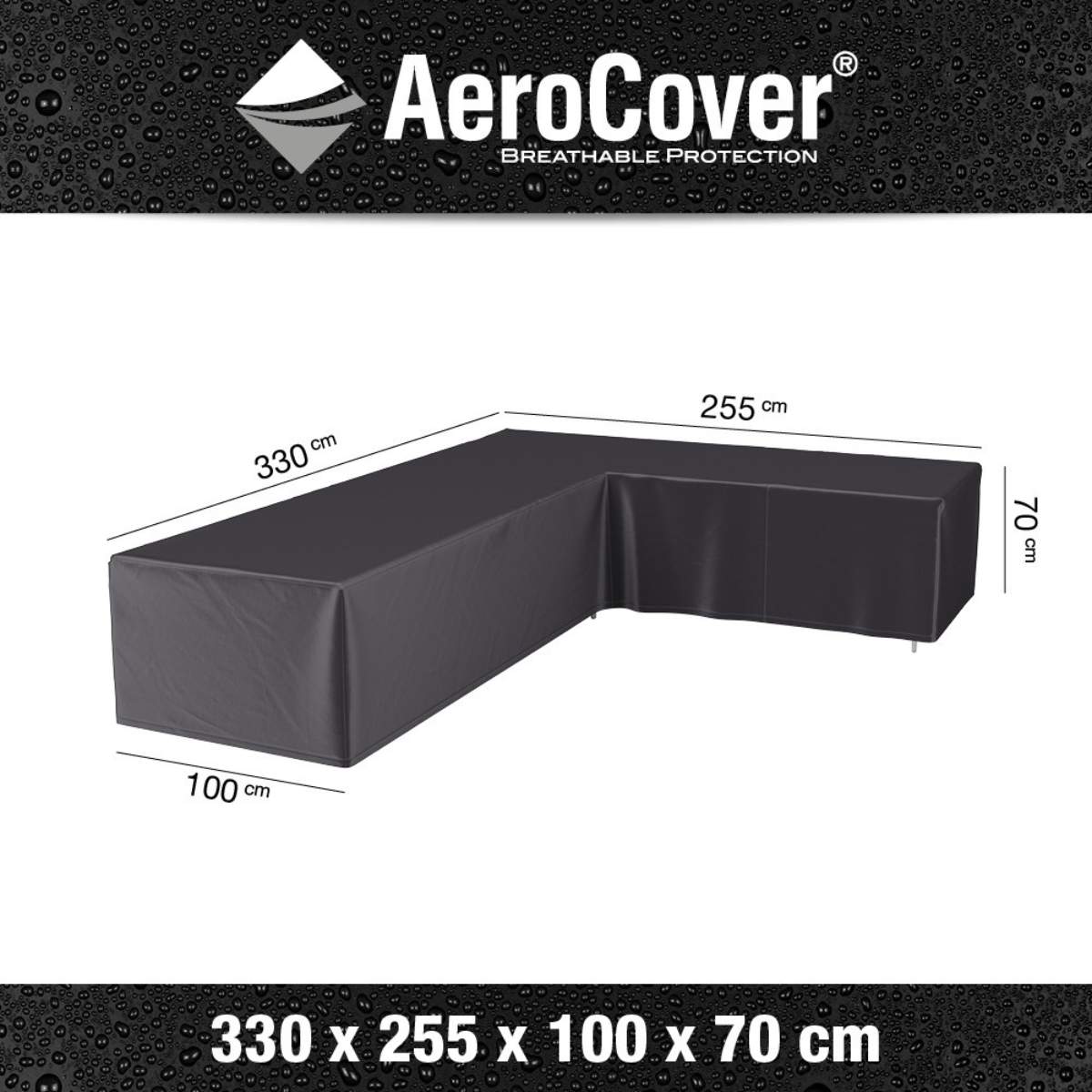 Pacific Lifestyle Outdoor Seating Set Aerocover Right Hand L-Shape 330 x 255 x 100 x 70