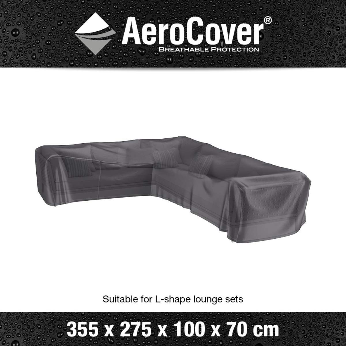 Pacific Lifestyle Outdoor Seating Set Aerocover Right Hand L-Shape 355 x 275 x 100 x 70