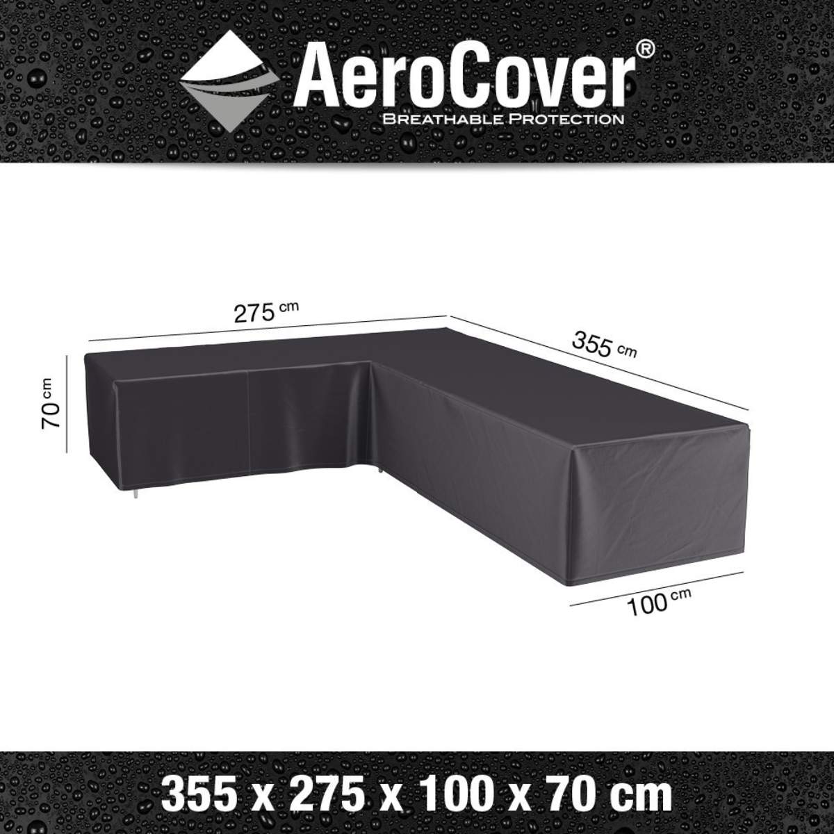 Pacific Lifestyle Outdoor Seating Set Aerocover Right Hand L-Shape 355 x 275 x 100 x 70