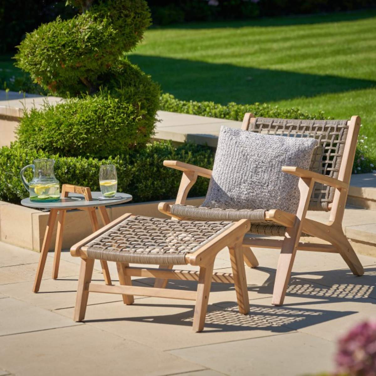 Beau&Co Sesto Outdoor Chair and Hocker Set