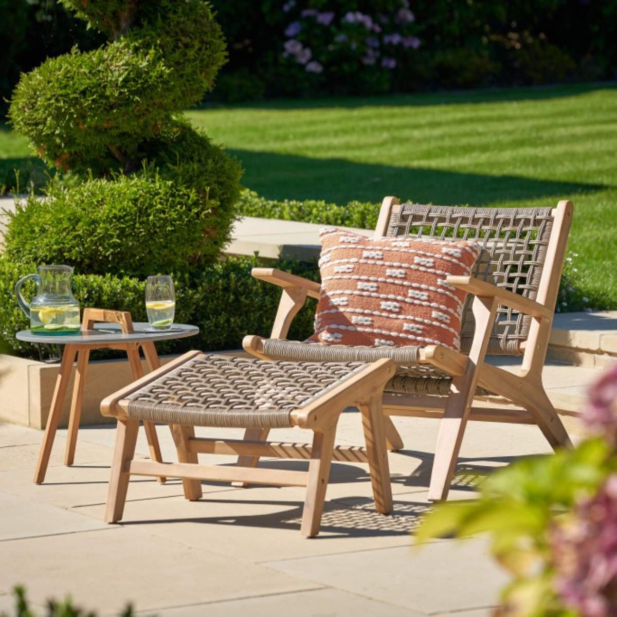Beau&Co Sesto Outdoor Chair and Hocker Set