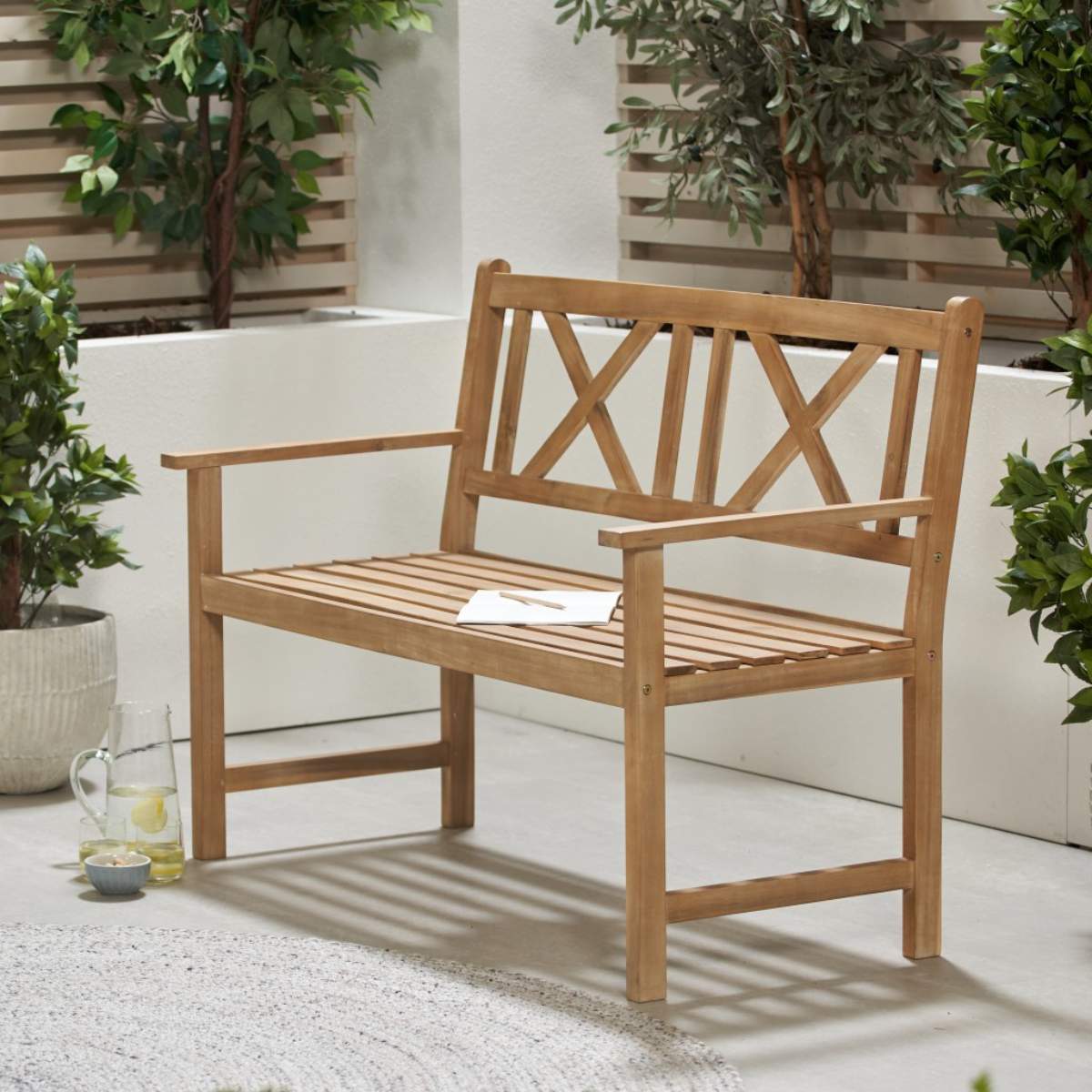 Beau&Co Cambridge Light Teak Outdoor 2 Seater Bench