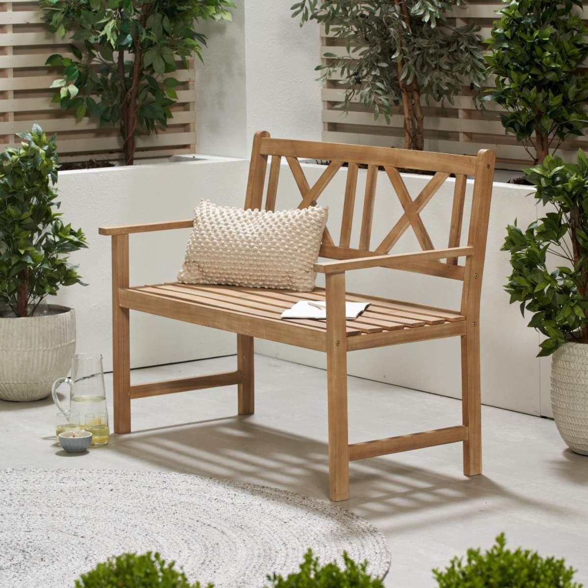 Beau&Co Cambridge Light Teak Outdoor 2 Seater Bench