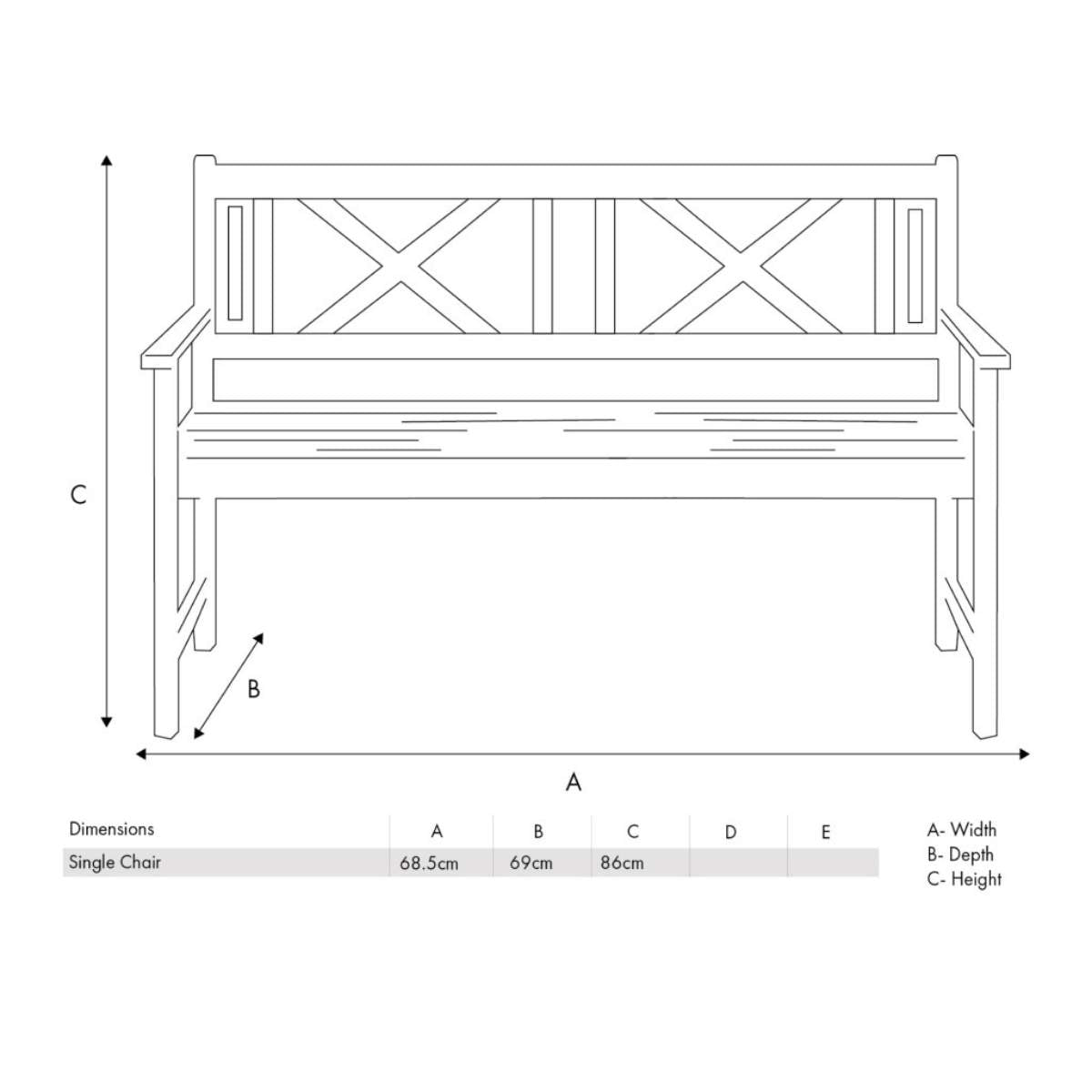 Beau&Co Cambridge Light Teak Outdoor 3 Seater Acacia Wood Bench