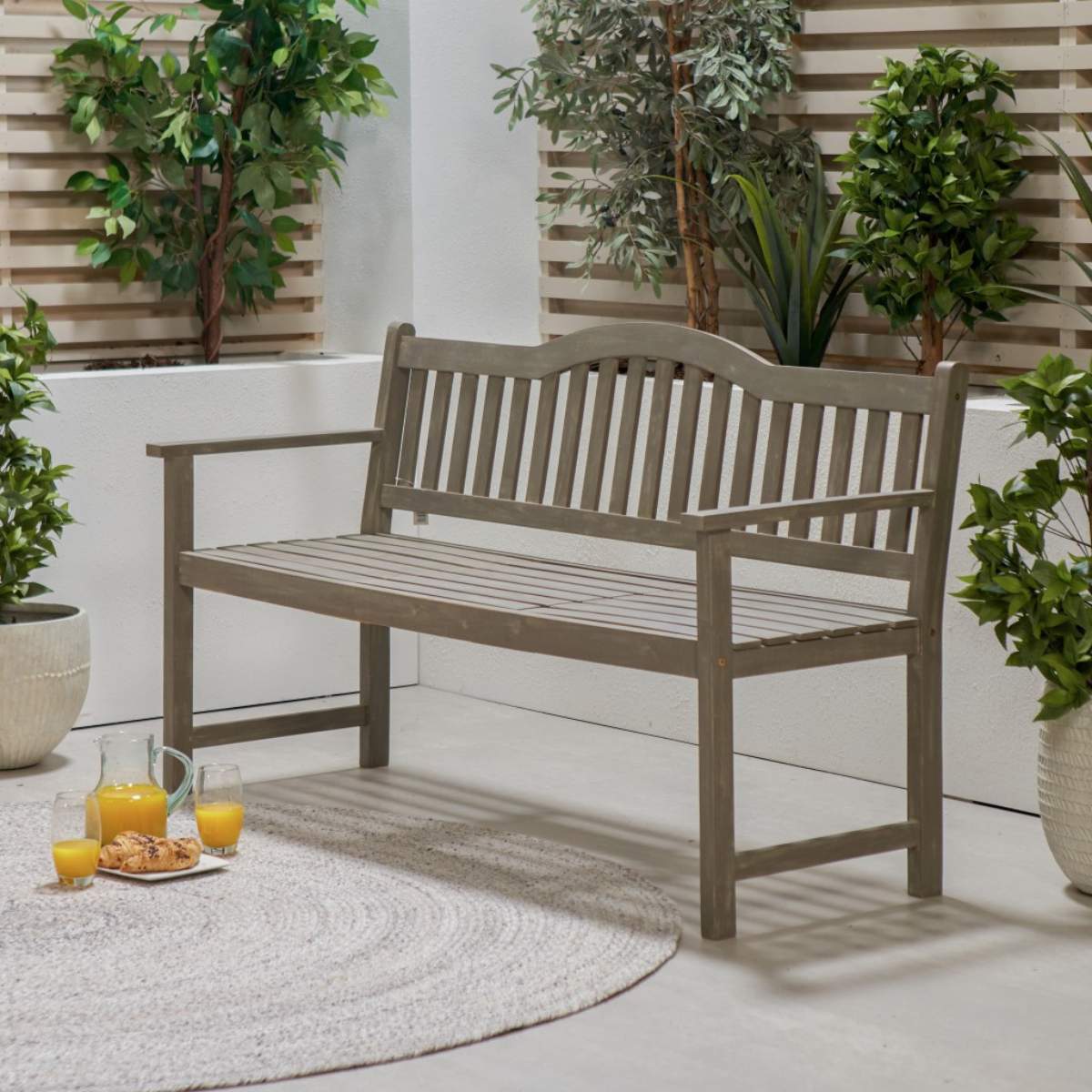 Beau&Co Richmond Antique Grey Outdoor Bench with Pop Up Table