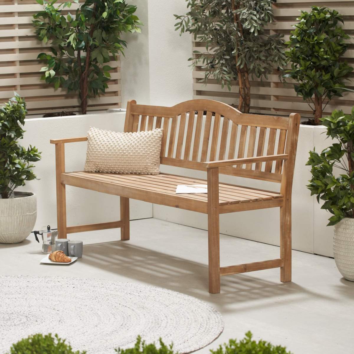 Beau&Co Richmond Light Teak Outdoor Bench with Pop Up Table