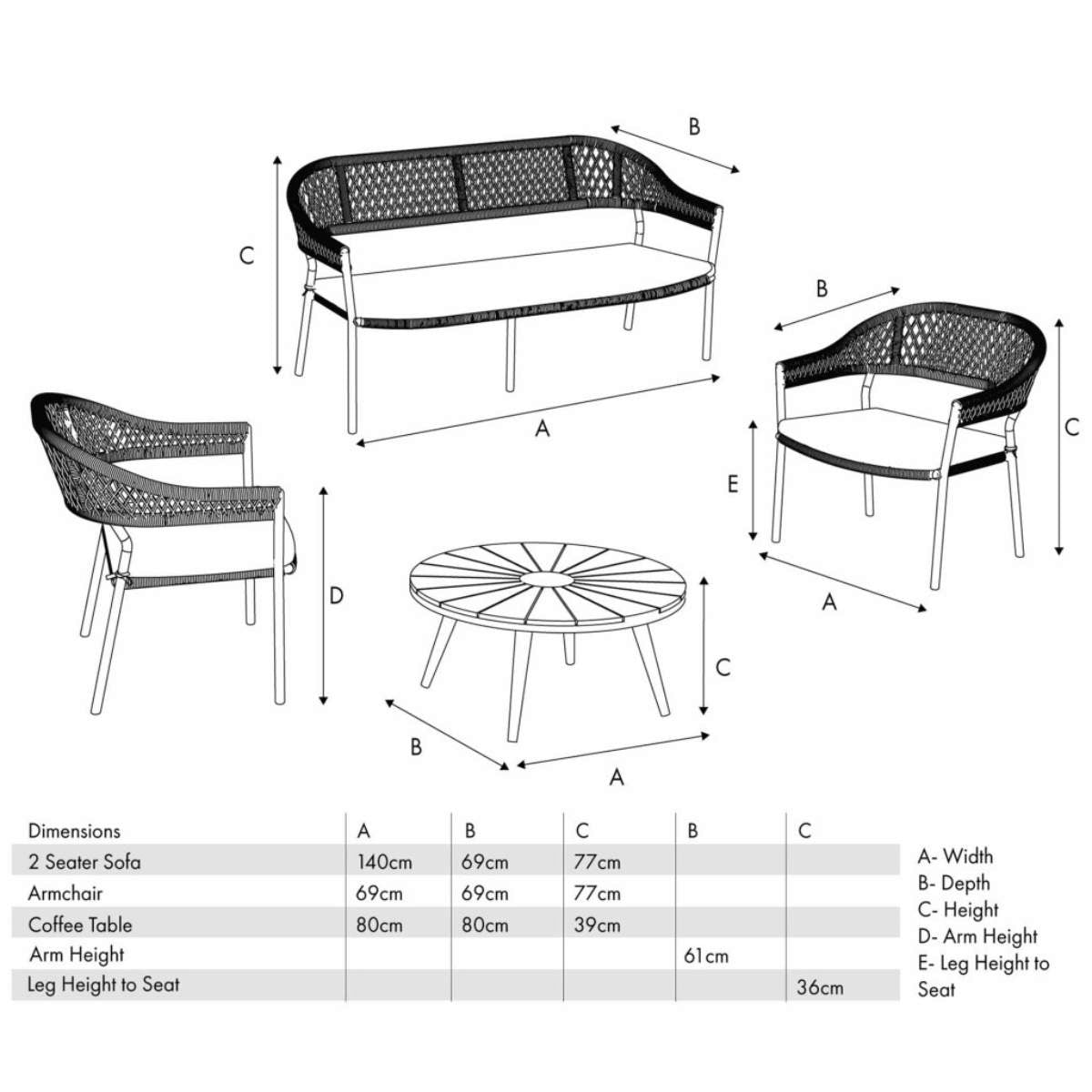 Pacific Lifestyle Bazel Outdoor Seating Set
