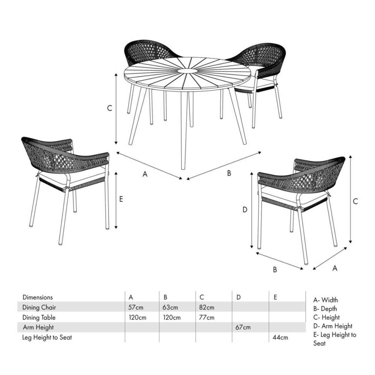 Pacific Lifestyle Bazel Outdoor 4 Seater Dining Set