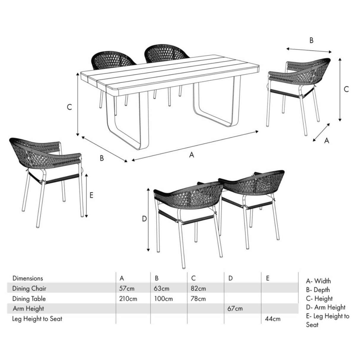 Beau&Co Osaka Latte Outdoor 6 Seater Dining Set