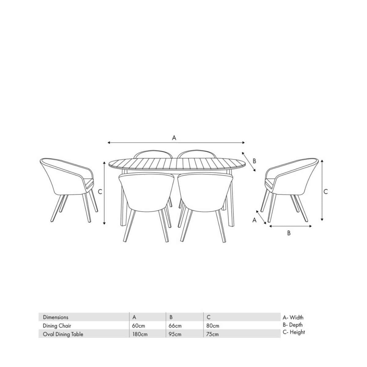 Beau&Co Cabon Outdoor 6 Seater Dining Set