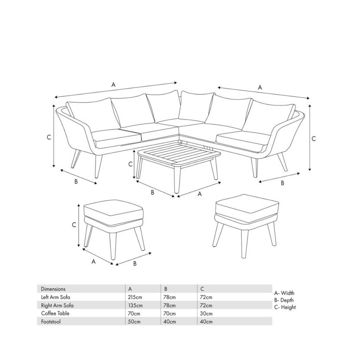 Beau&Co Cabon Outdoor Corner Seating Set