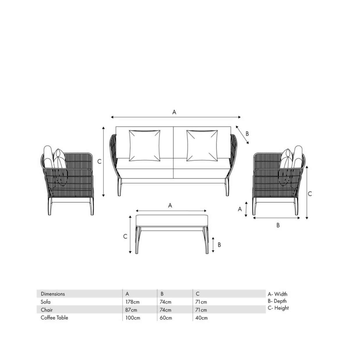 Pacific Lifestyle Moeven Outdoor Seating Set