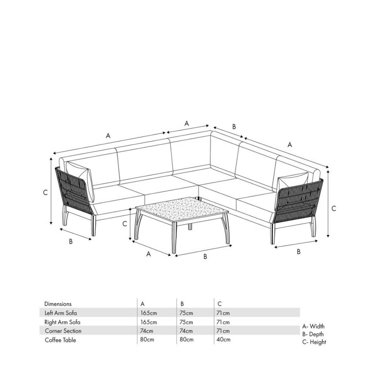 Beau&Co Moeven Outdoor Corner Seating Set