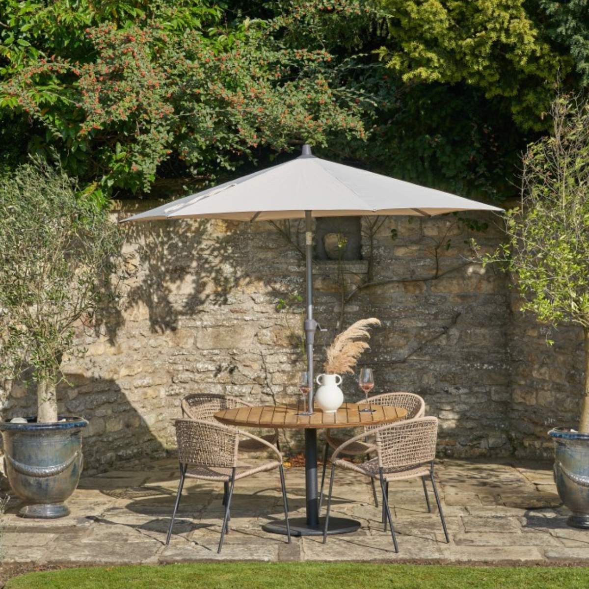 Beau&Co Dakota Natural Wheat Outdoor 4 Seater Dining Set