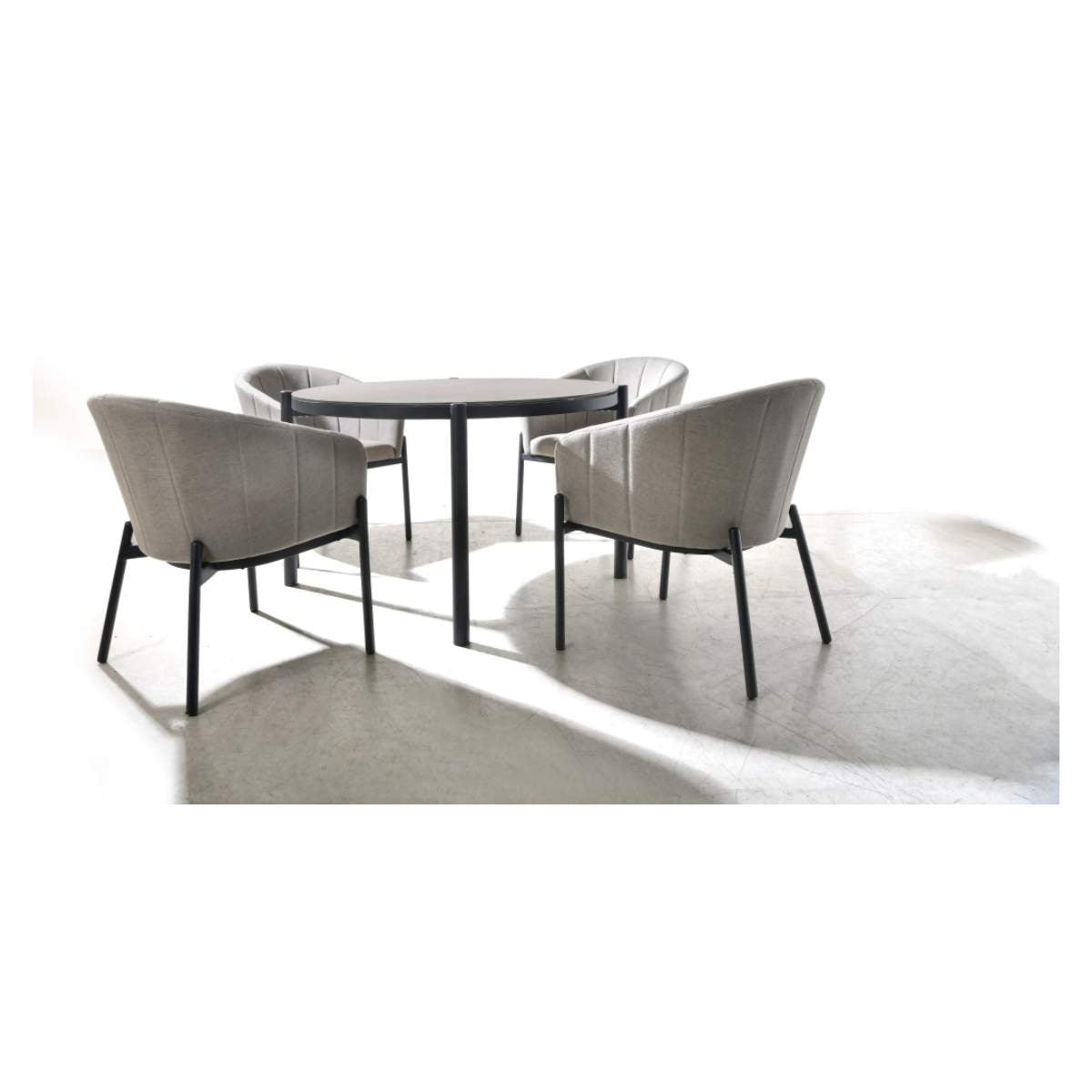 Beau&Co Nevada Putty Outdoor 4 Seater Round Dining Set