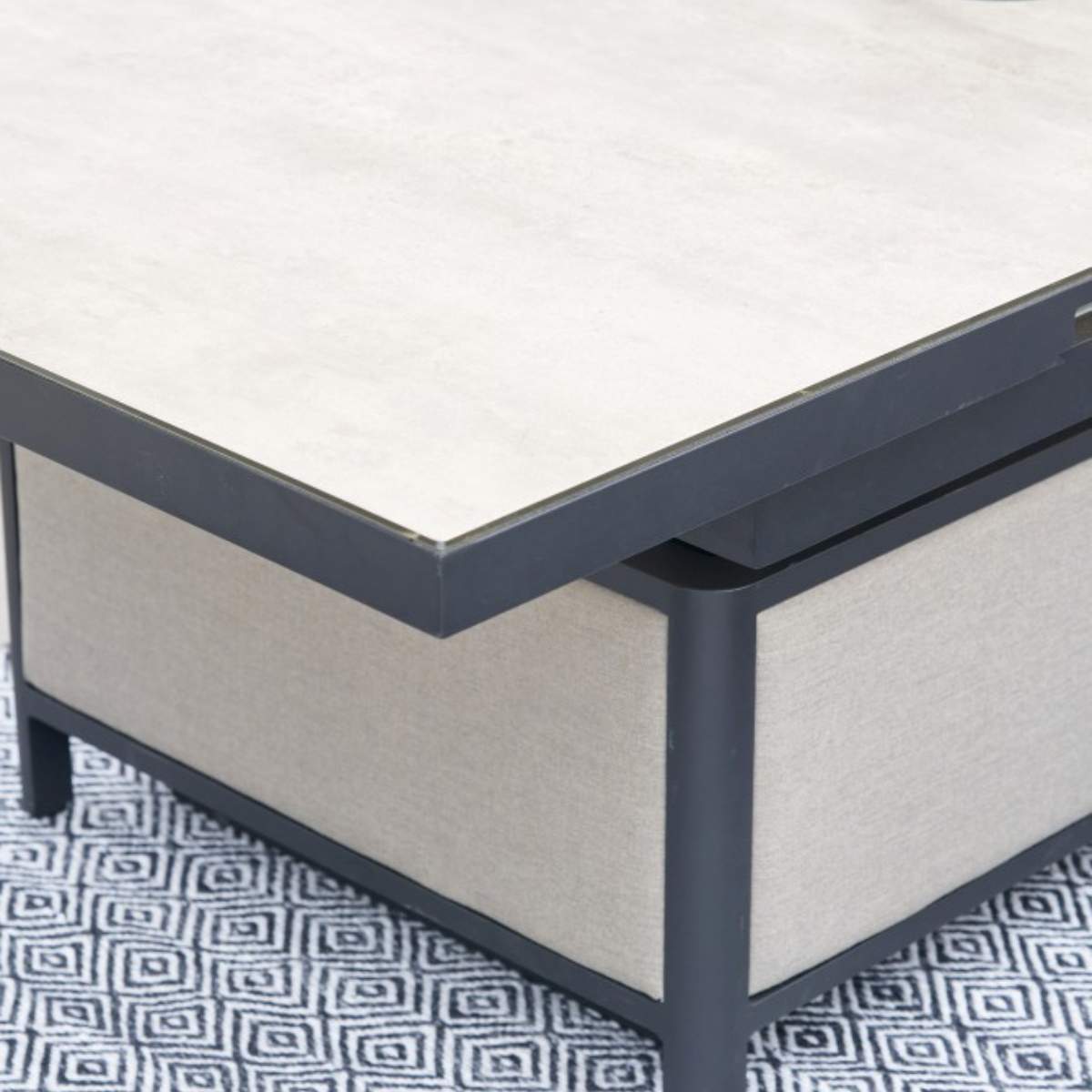 Beau&Co Nevada Putty Large Outdoor Corner Seating Set with Adjustable Table