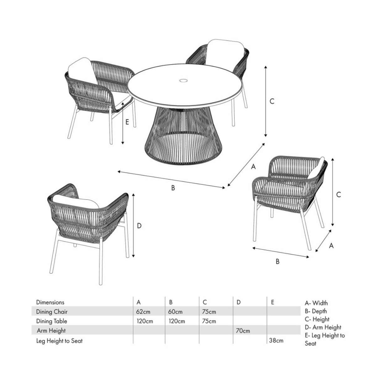 Pacific Lifestyle Martic Outdoor 4 Seater Dining Set