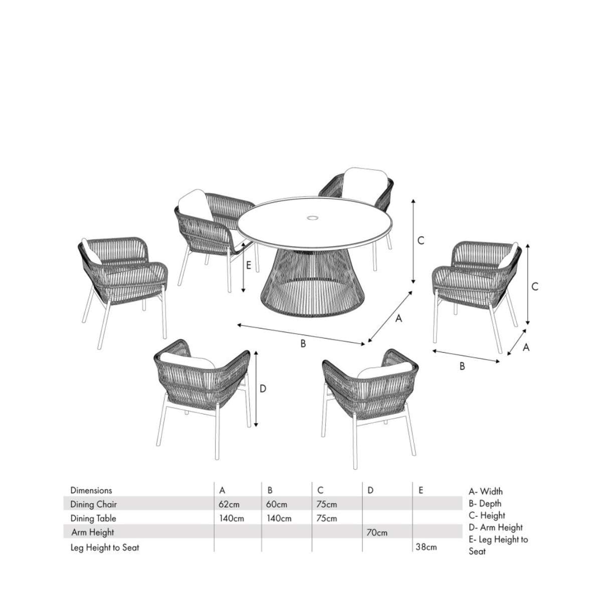 Pacific Lifestyle Martic Outdoor 6 Seater Dining Set