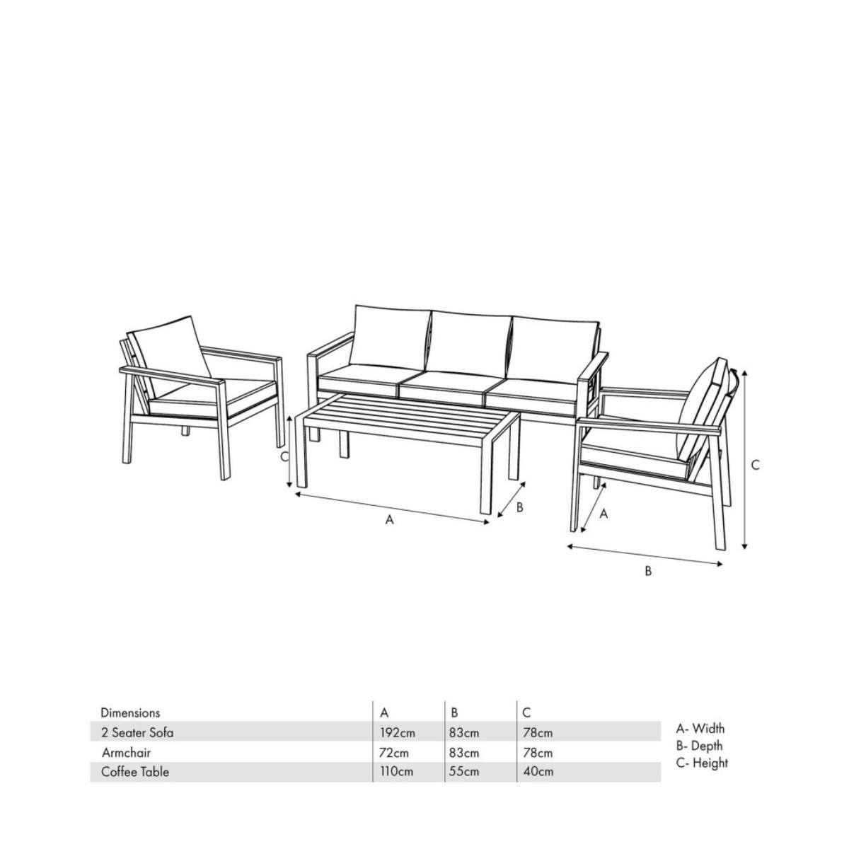 Beau&Co Aruba Outdoor Seating Set