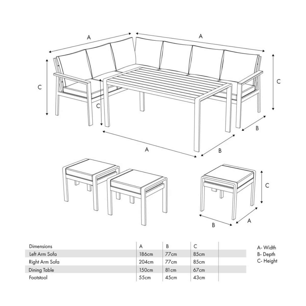 Beau&Co Aruba Outdoor Corner Seating Set
