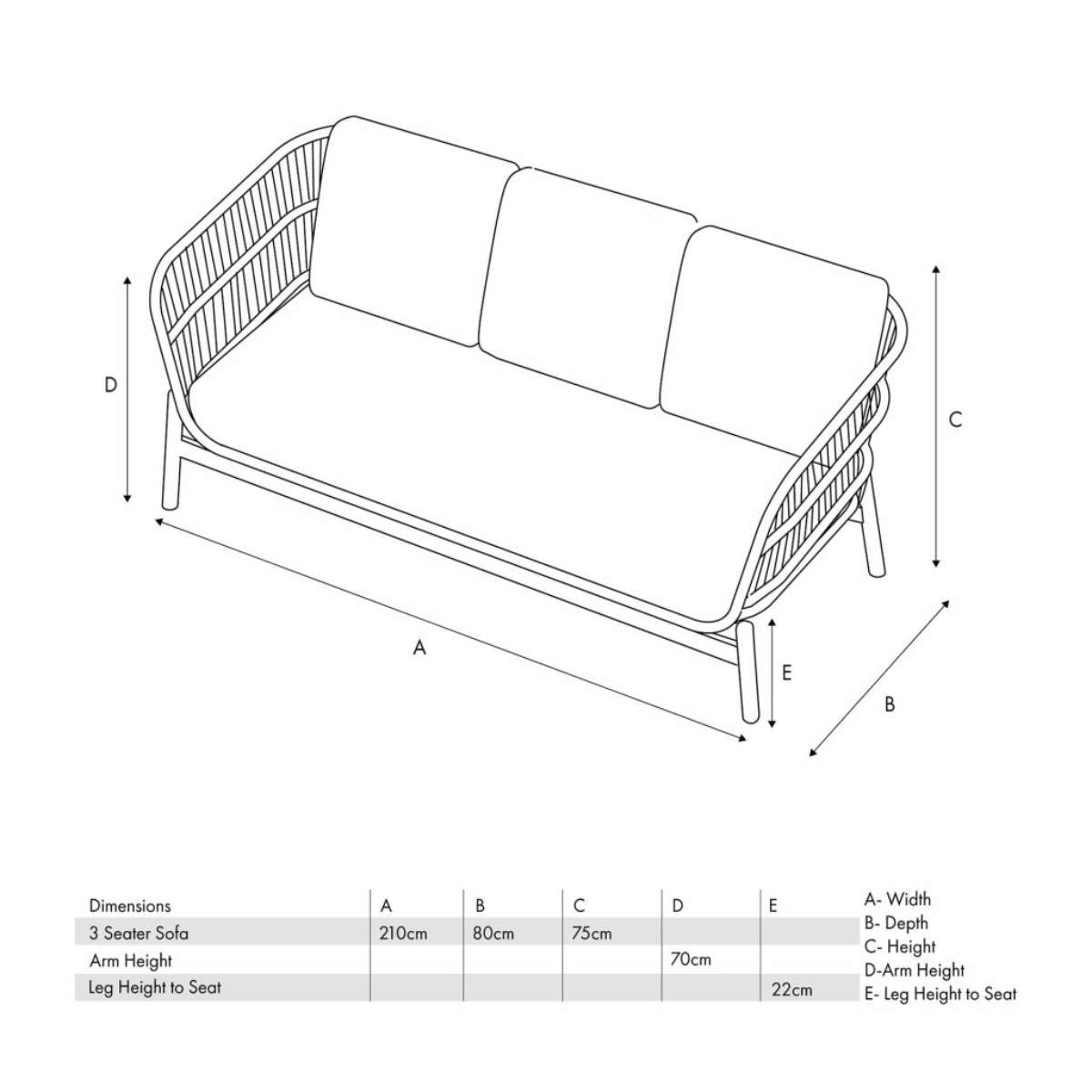 Beau&Co Martic Outdoor 3 Seater Sofa