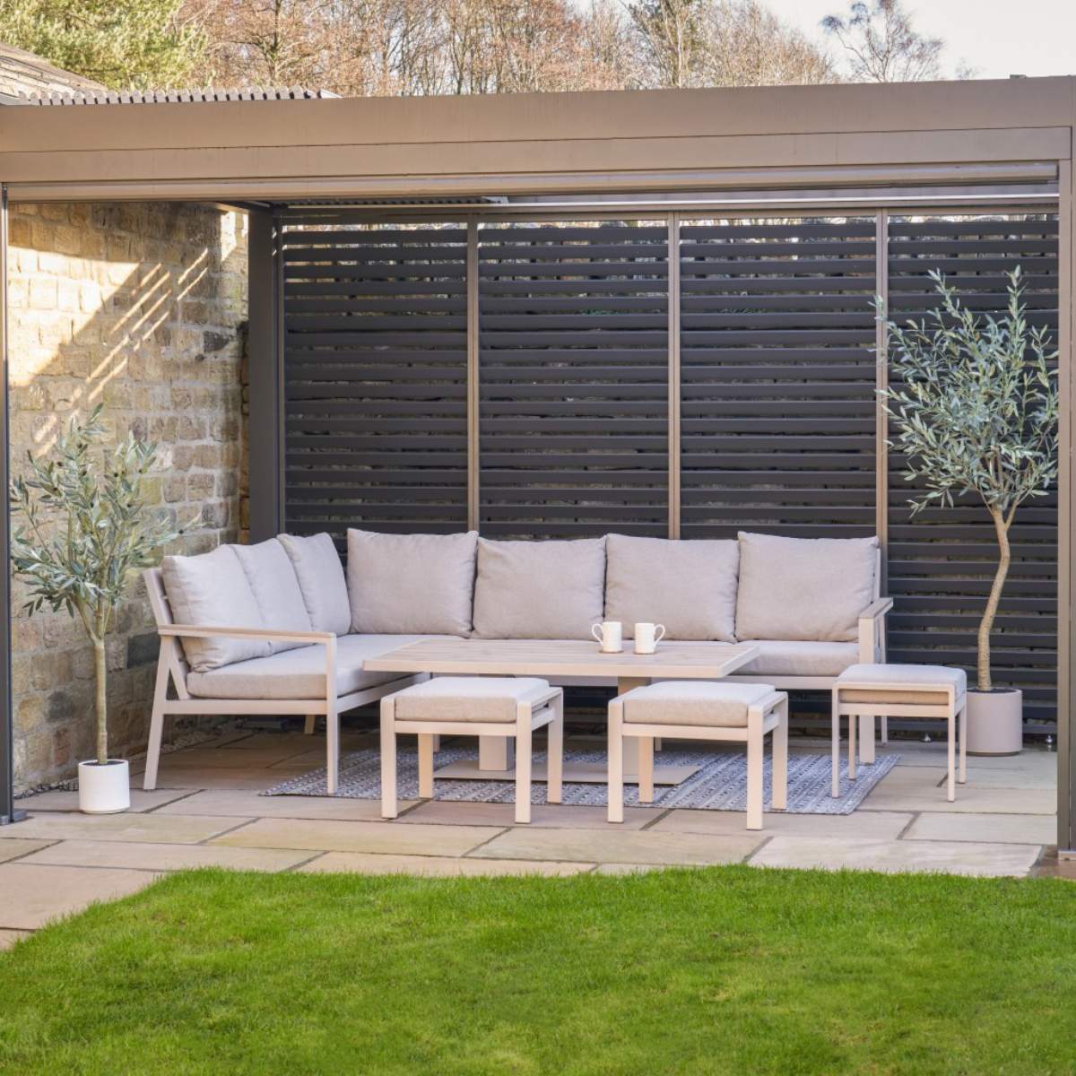 Beau&Co Aruba Outdoor Corner Seating Set with Adjustable Table