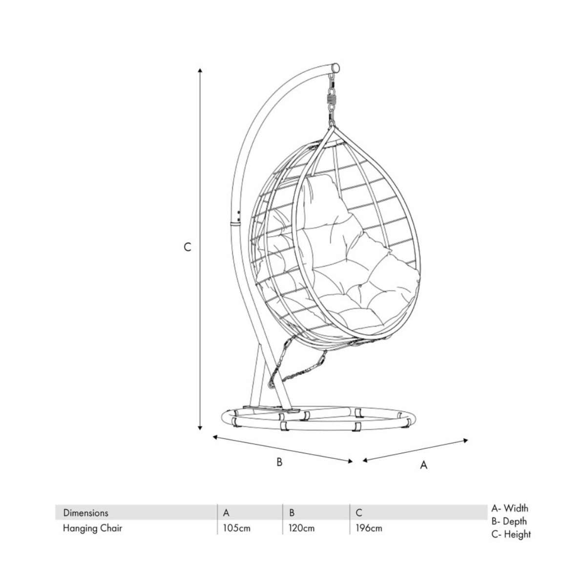 Beau&Co Blake Anthracite Outdoor Hanging Chair