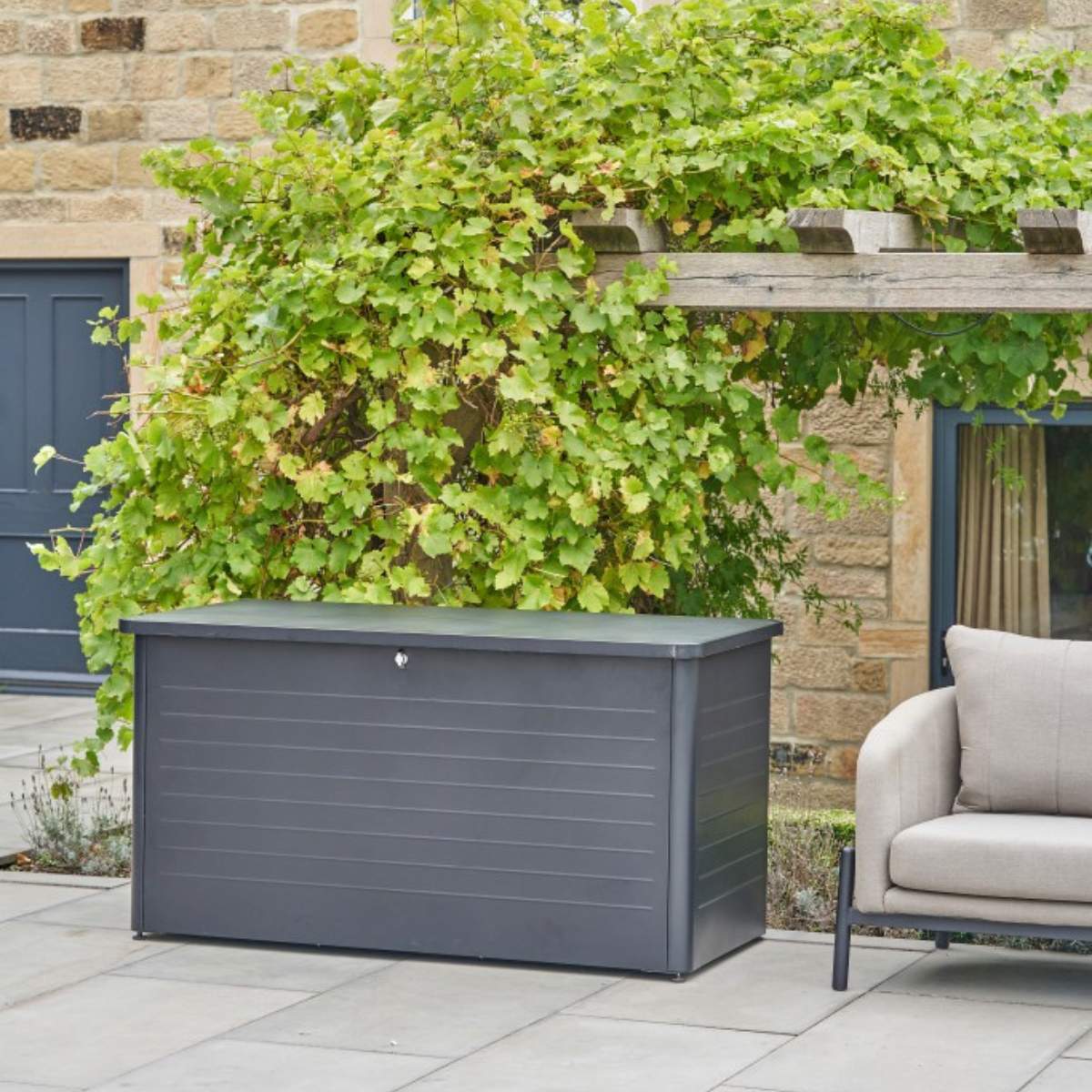 Pacific Lifestyle Rhode Island Large Galvanised Steel Cushion Box Anthracite