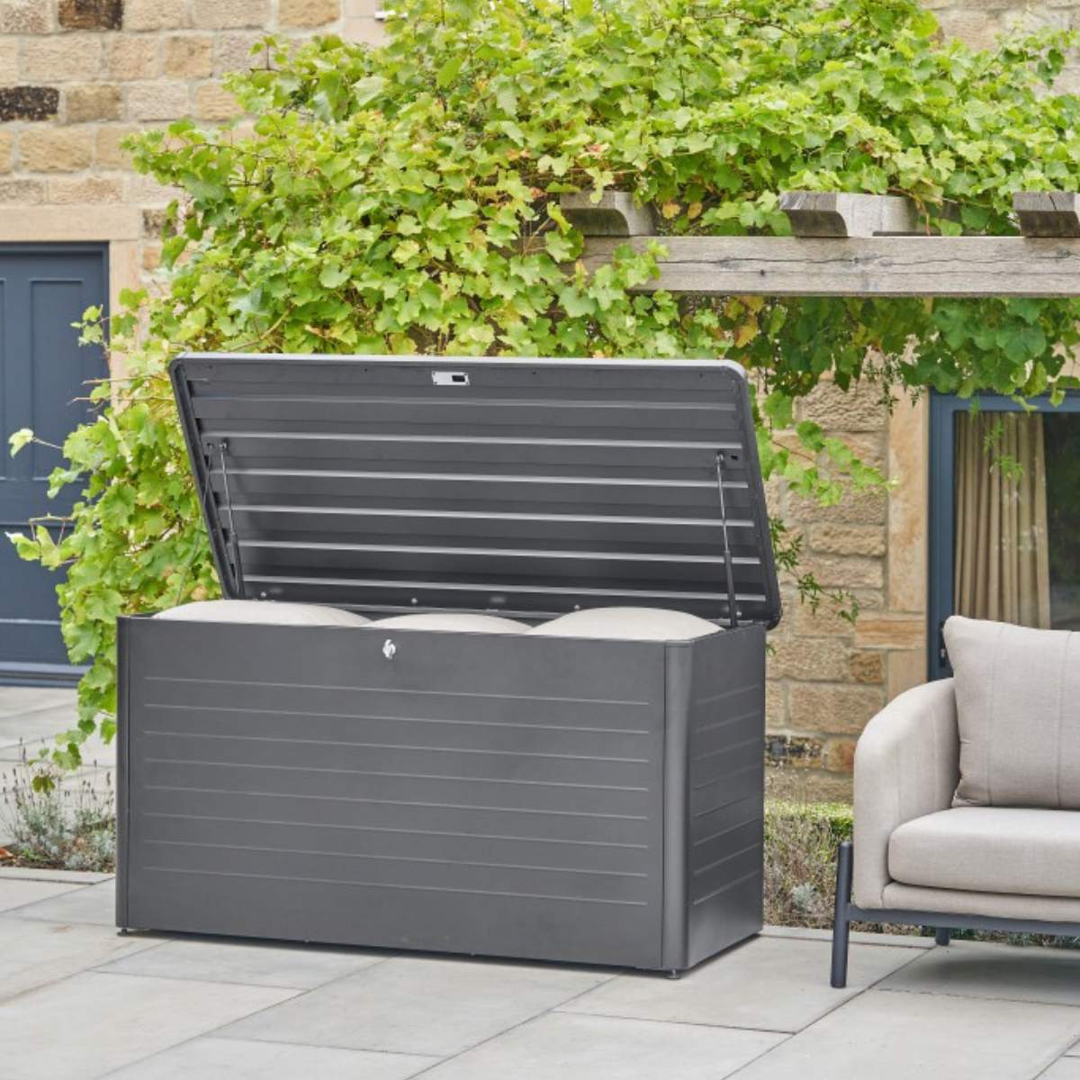 Pacific Lifestyle Rhode Island Large Galvanised Steel Cushion Box Anthracite