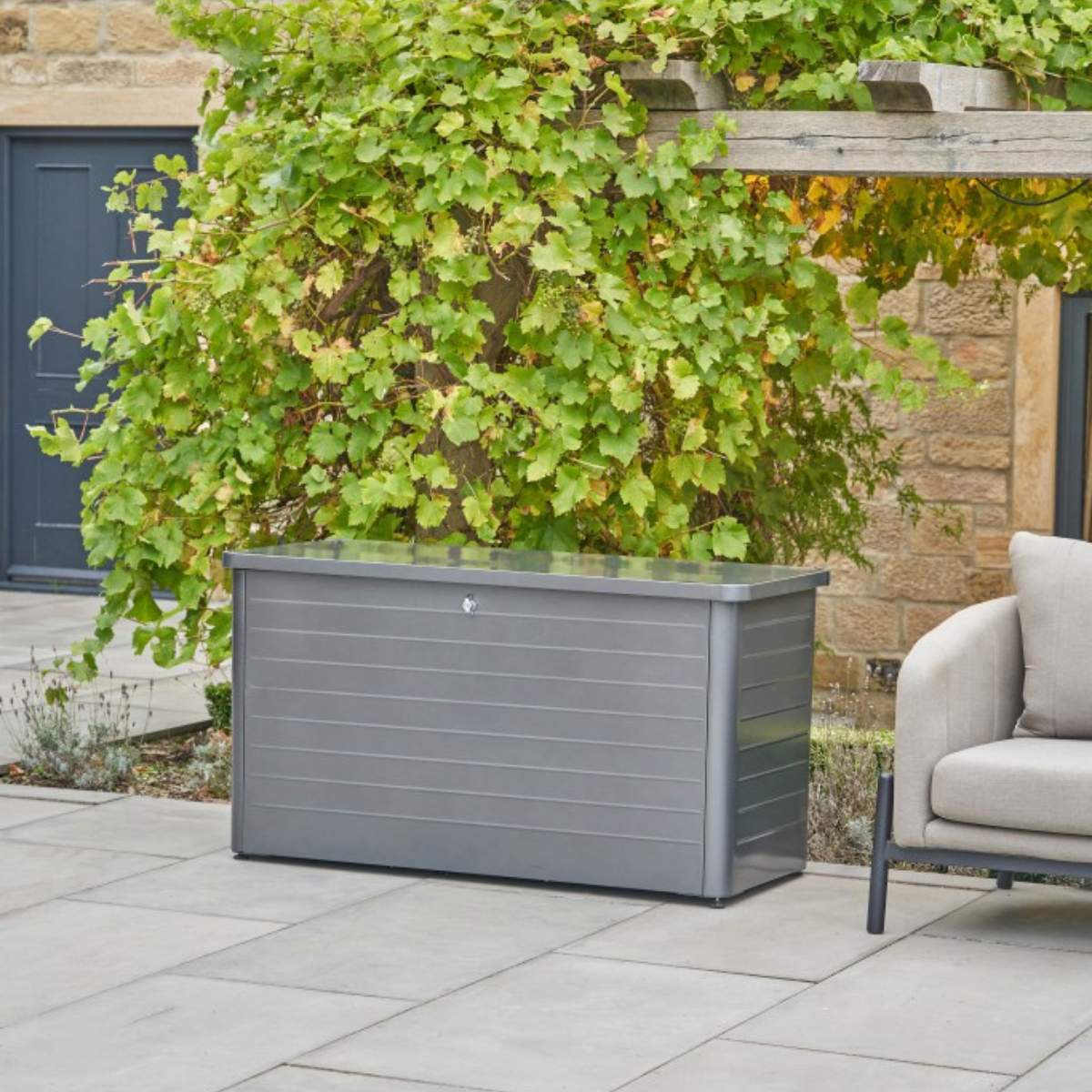 Pacific Lifestyle Rhode Island Small Galvanised Steel Cushion Box Anthracite