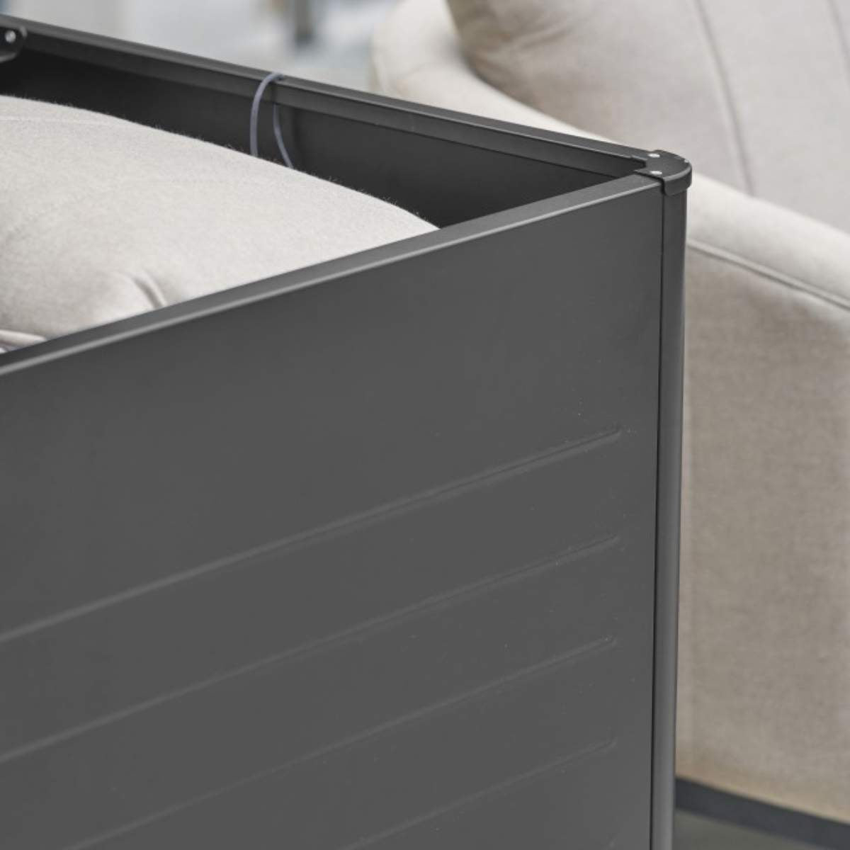 Pacific Lifestyle Rhode Island Large Galvanised Steel Cushion Box Black