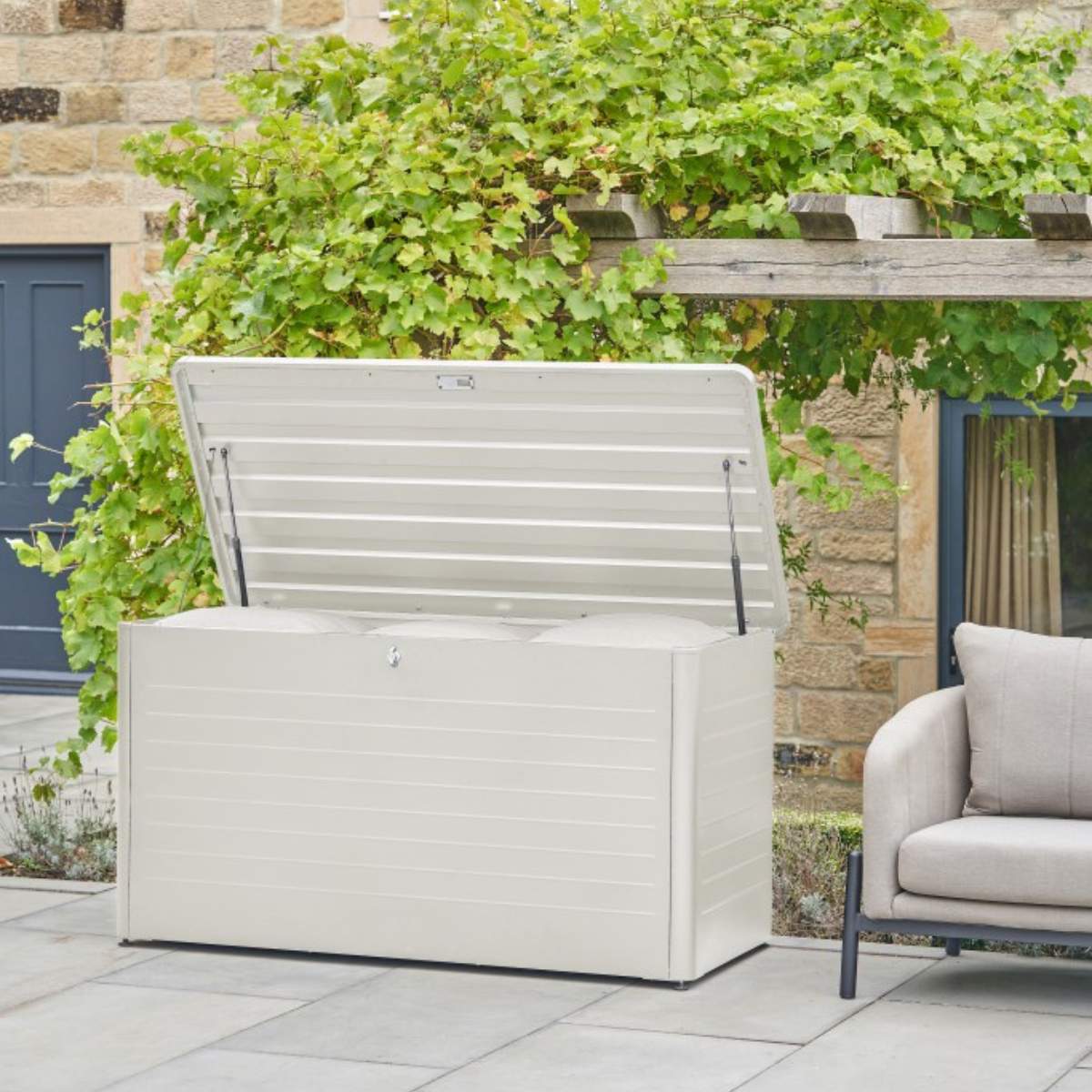 Pacific Lifestyle Rhode Island Large Galvanised Steel Cushion Box Pebble