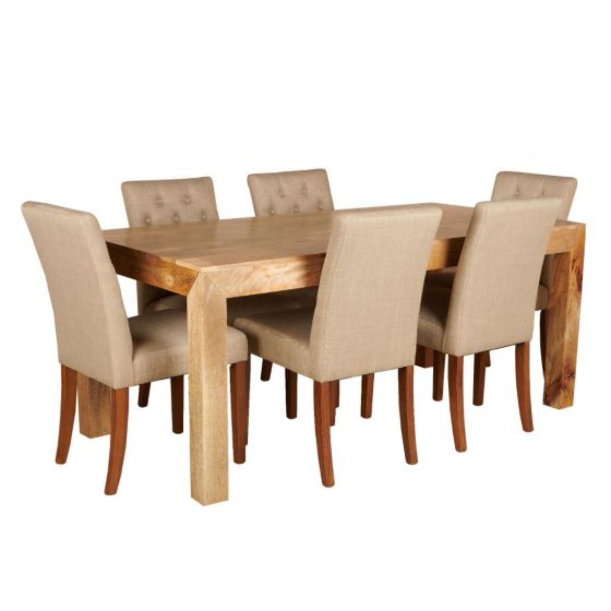 Trade Furniture 180cm Dakota Dining Table & 6 Buttoned Milan Dining Chairs (3 Colours)