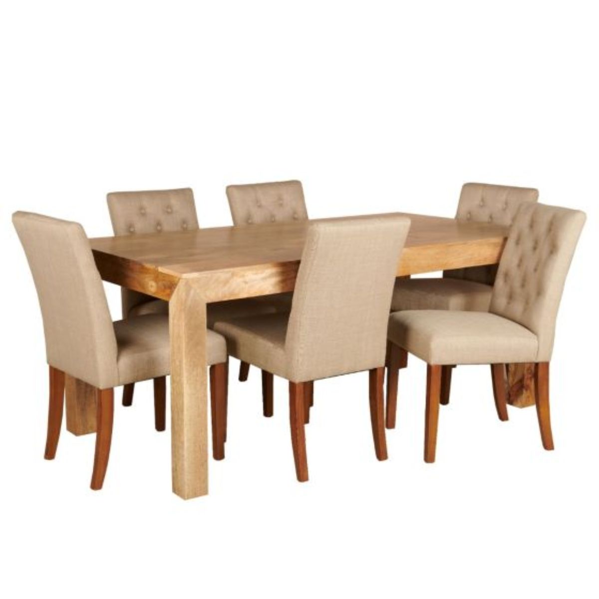 Trade Furniture 180cm Dakota Dining Table & 6 Buttoned Milan Dining Chairs (3 Colours)