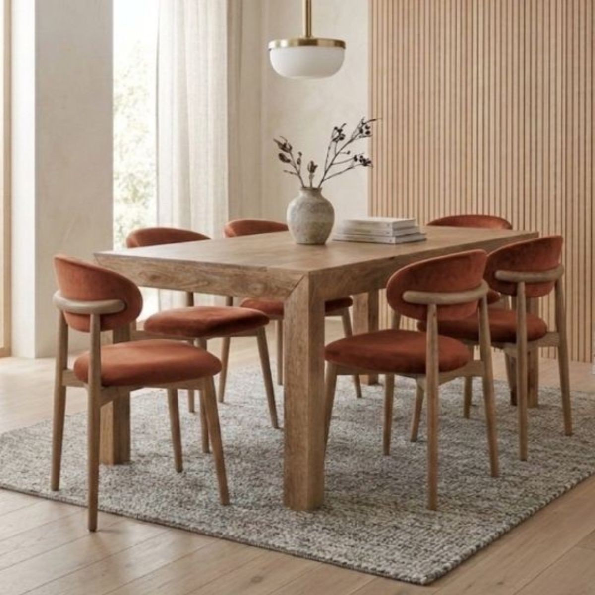 Trade Furniture 180cm Dining Table & 6 Scandi Mango Chairs (5 Colours)